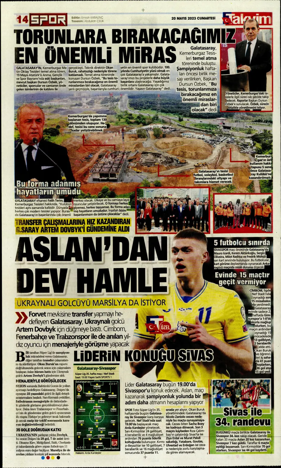 "Aslan'dan dev hamle" Günün spor manşetleri (20 Mayıs 2023) - 17