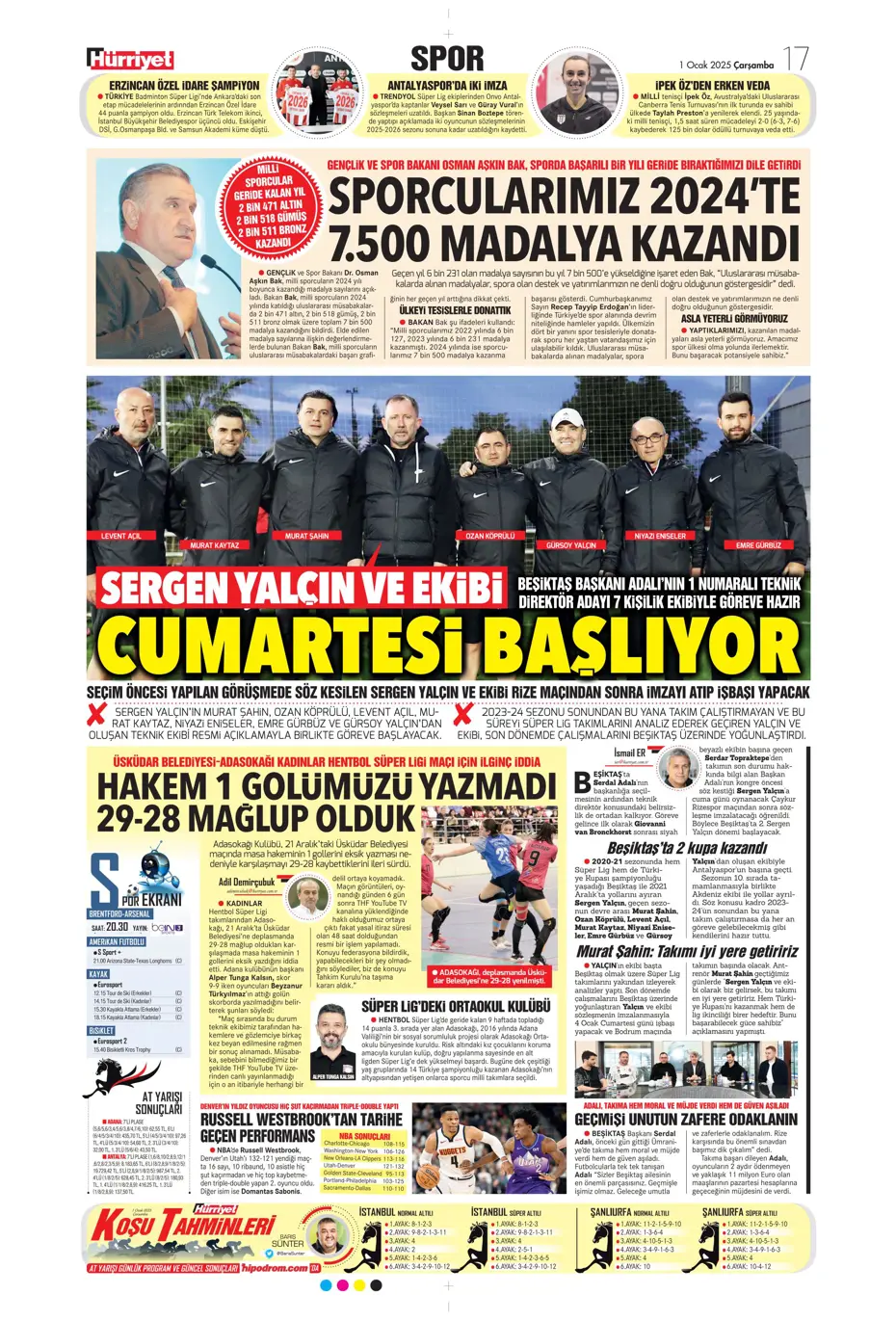 "Sergen Yalçın ve ekibi cumartesi başlıyor" | Sporun manşetleri (1 Ocak 2025) - 21