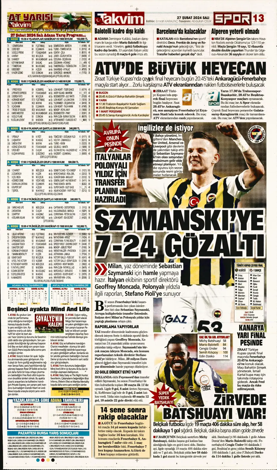 "Icardi'ye selam, zirvede devam" | Sporun manşetleri (27 Şubat 2024) - 33 "Icardi'ye selam, zirvede devam" | Sporun manşetleri (27 Şubat 2024) - 33