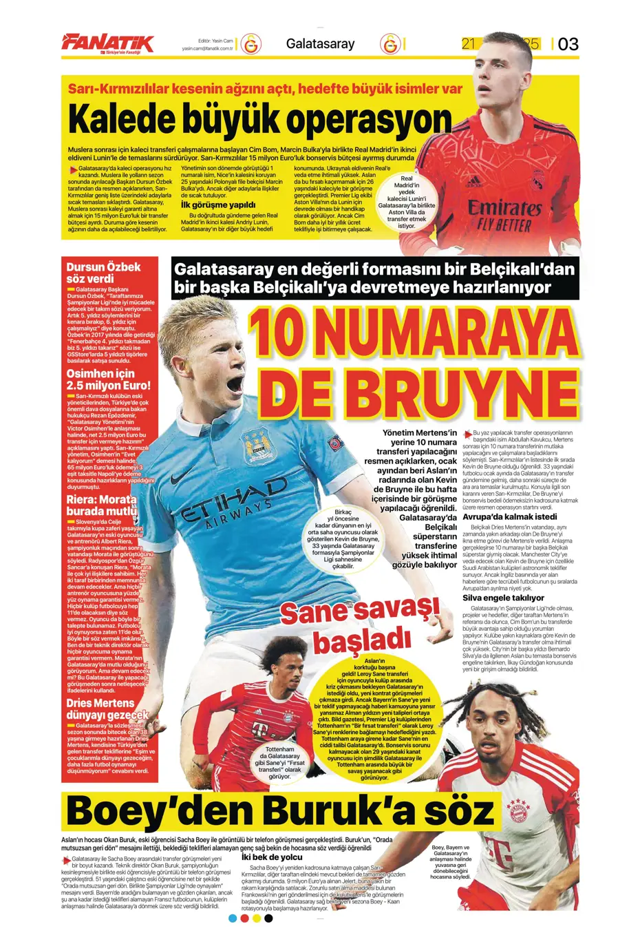 "İşte Sane teklifi" | Sporun manşetleri - 6