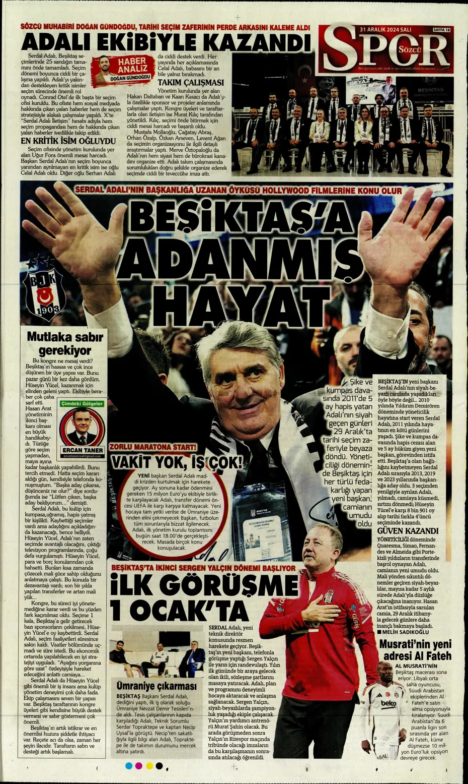 "Sergen Yalçın'la ilk görüşme" | Sporun manşetleri - 32