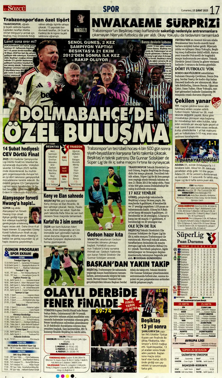 "Cimbom'da OHAL ilanı" | Sporun manşetleri (15 Şubat 2025) - 32