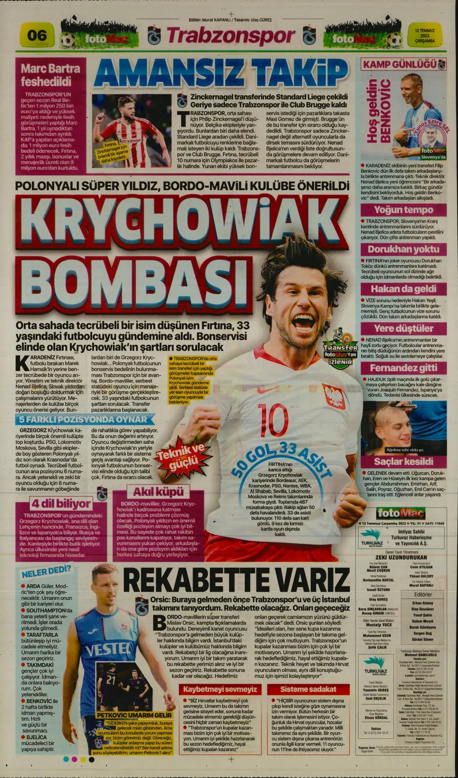 "Icardi'nin yanına 4 dev transfer daha" | Sporun manşetleri (12 Temmuz 2023) - 14