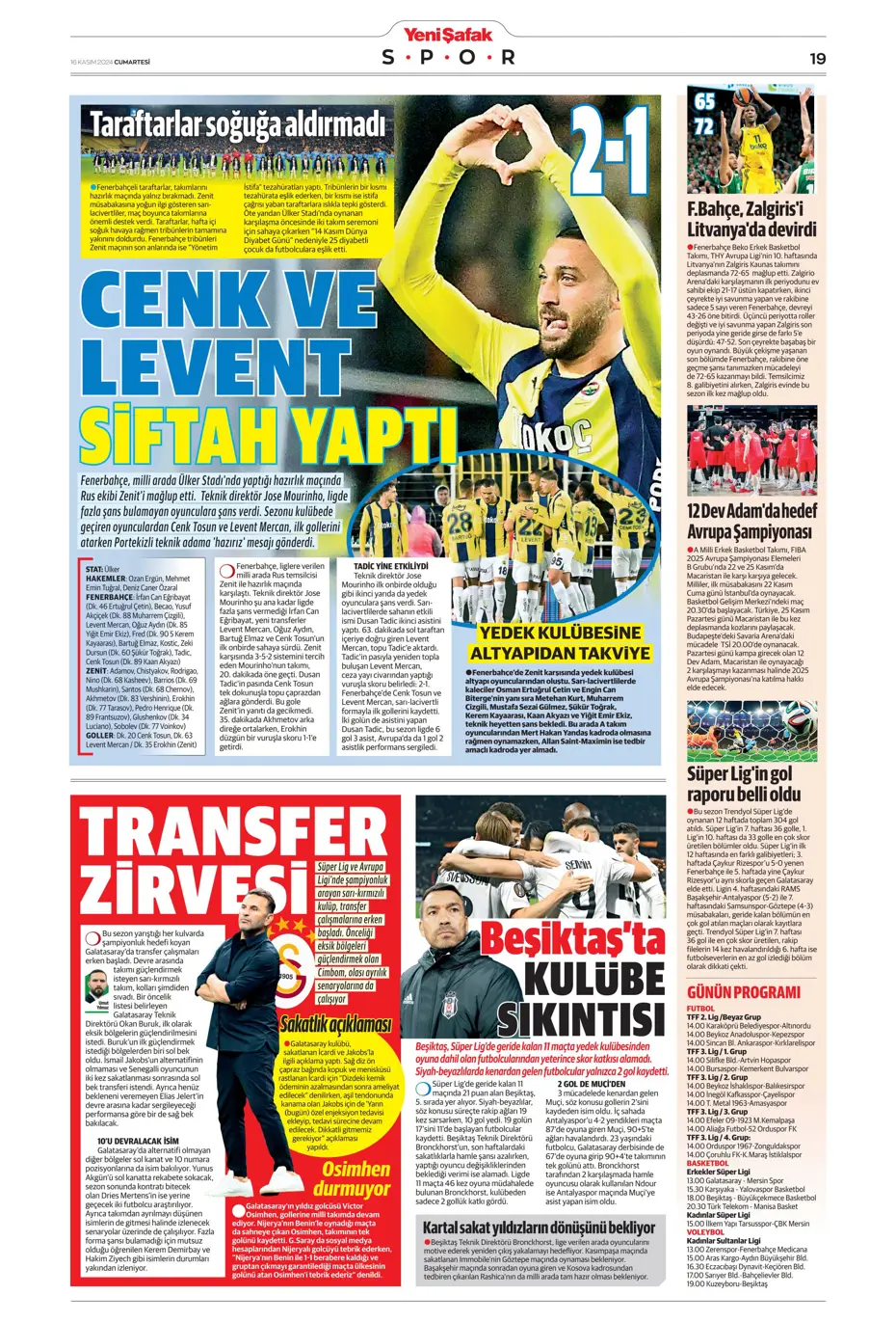 "Jorginho sürprizi" | Sporun manşetleri (16 Kasım 2024) - 26