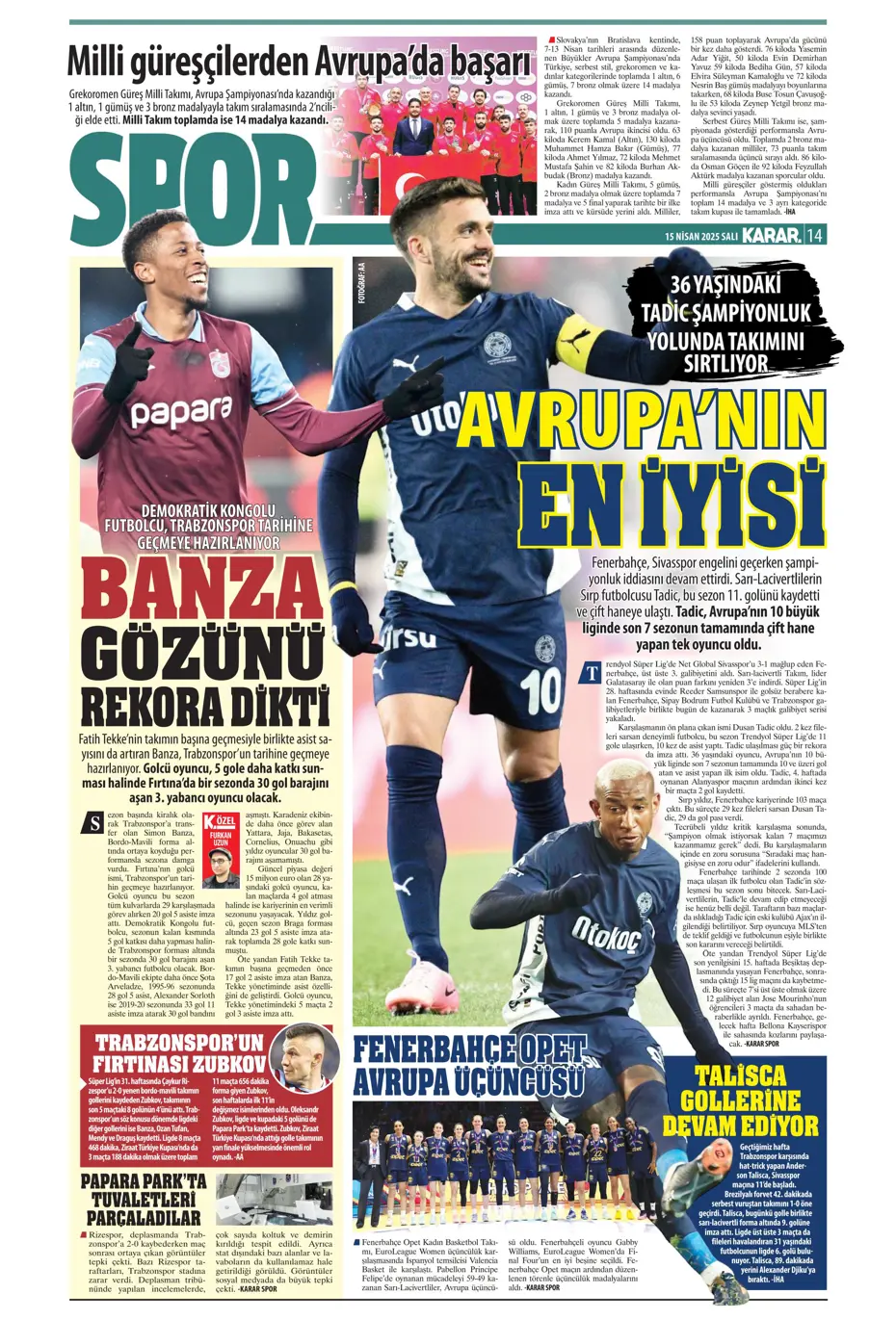 "Aslan'da De Bruyne hazırlığı" | Sporun manşetleri - 20 "Aslan'da De Bruyne hazırlığı" | Sporun manşetleri - 20