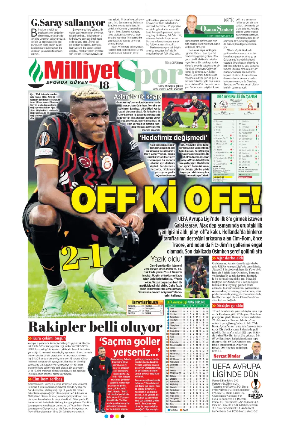 "Galatasaray ve Fenerbahçe play, Beşiktaş off" | Sporun manşetleri - 21