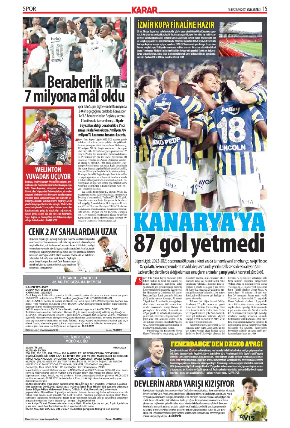 "Nelsson'un yerine Merih Demiral" | Sporun manşetleri (10 Haziran 2023) - 15