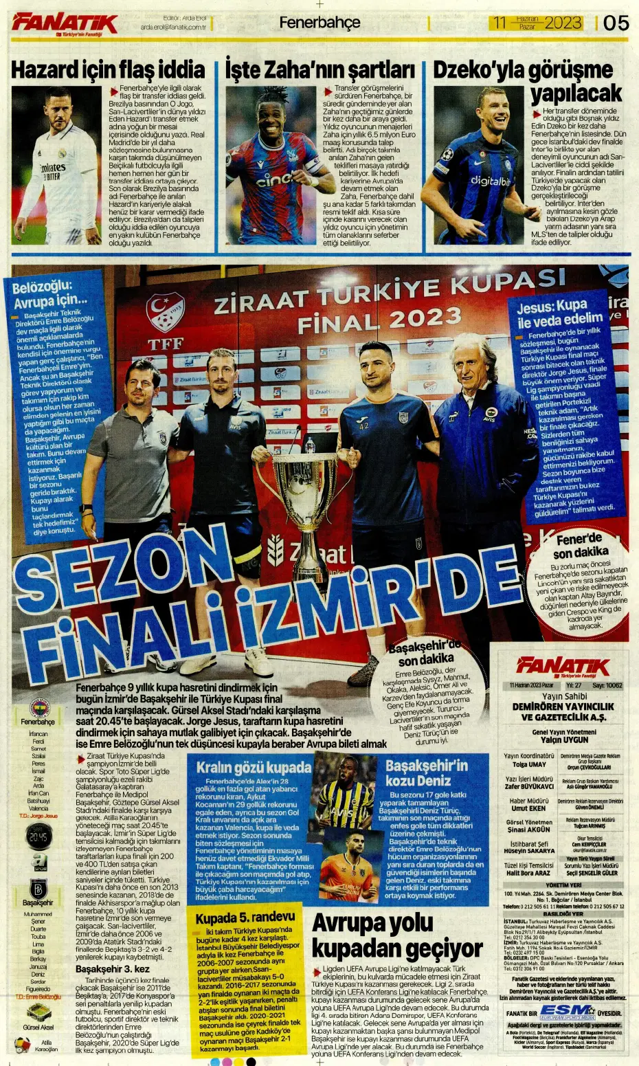 "F.Bahçe'ye veda etti" | Sporun manşetleri (11 Haziran 2023) - 6