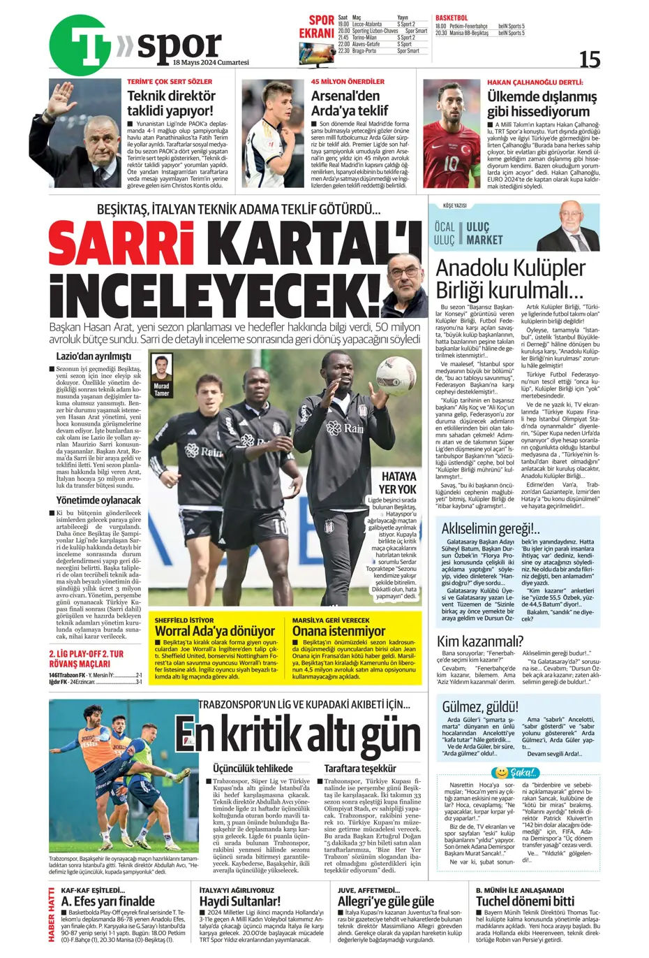"Süper Lig'de cumartesi ateşi" | Sporun Manşetleri - 34 "Süper Lig'de cumartesi ateşi" | Sporun Manşetleri - 34