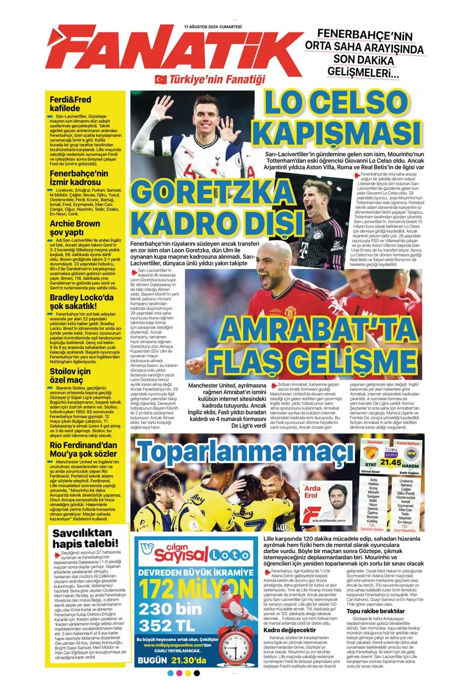 "Fenerbahçe, Fred'in alternatifini buldu" | Sporun manşetleri - 8 "Fenerbahçe, Fred'in alternatifini buldu" | Sporun manşetleri - 8