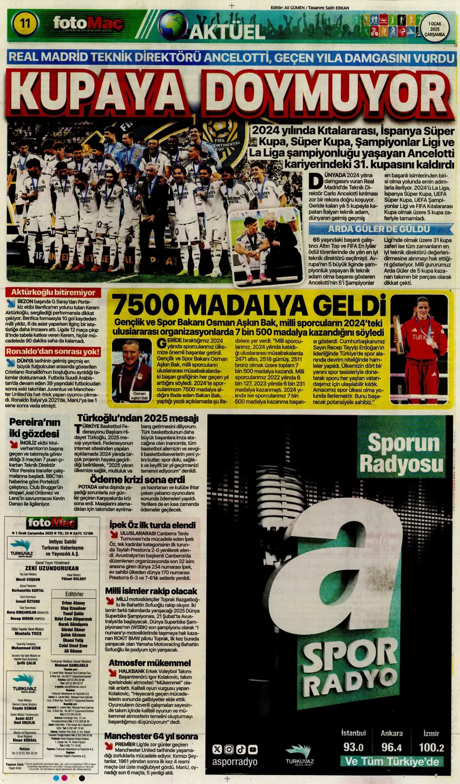 "Sergen Yalçın ve ekibi cumartesi başlıyor" | Sporun manşetleri (1 Ocak 2025) - 16