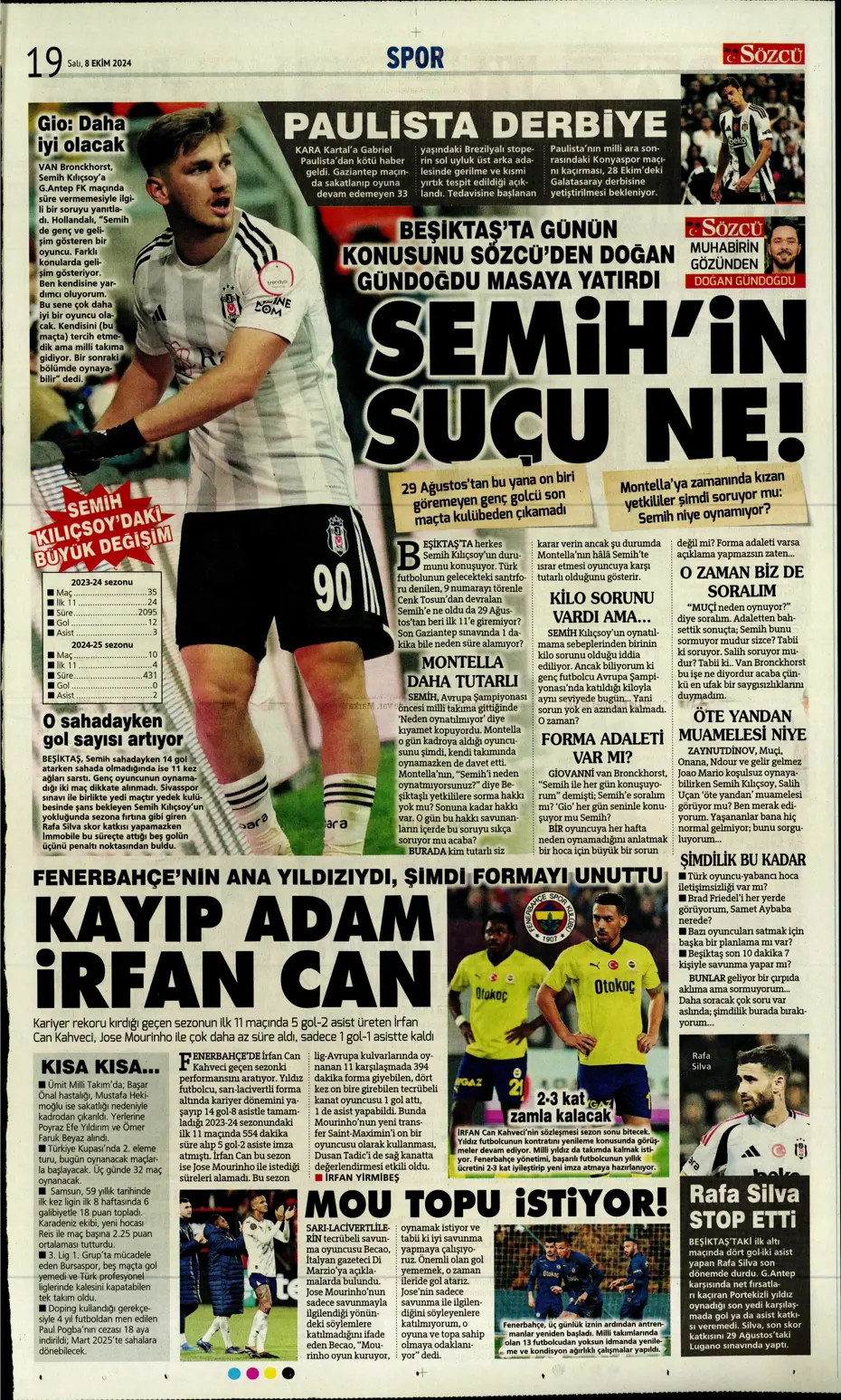 "Fenerbahçe'ye sürpriz golcü" | Sporun manşetleri (8 Ekim 2024) - 31
