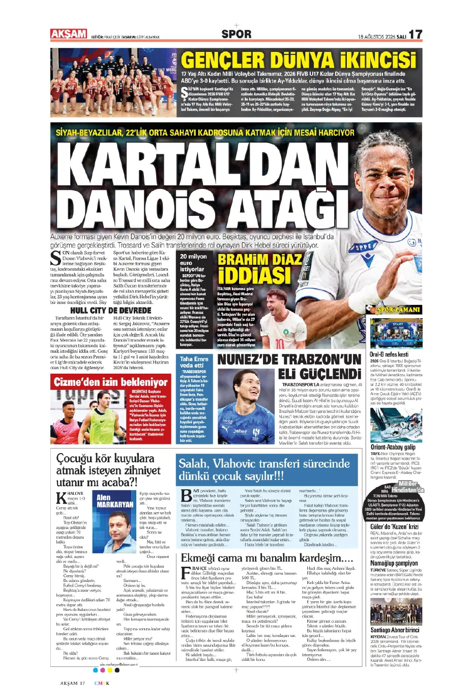 Cerny'nin yerine 40 milyonluk dünya starı Beşiktaş'a | Sporun manşetleri - 17