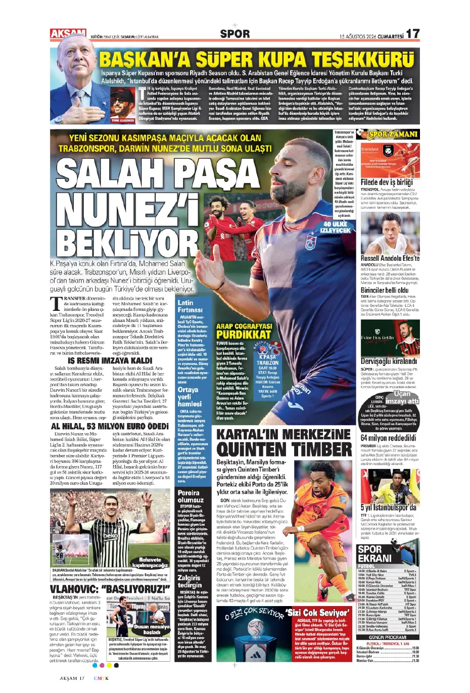 "Darwin Nunez geliyor" | Sporun manşetleri - 21 "Darwin Nunez geliyor" | Sporun manşetleri - 21