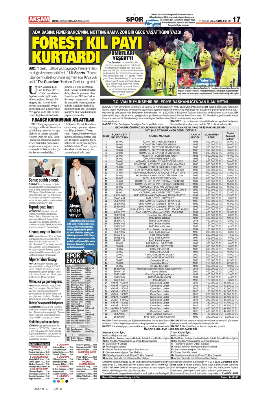 "İsmail Yüksek'e İngiliz takibi" | Sporun manşetleri - 18