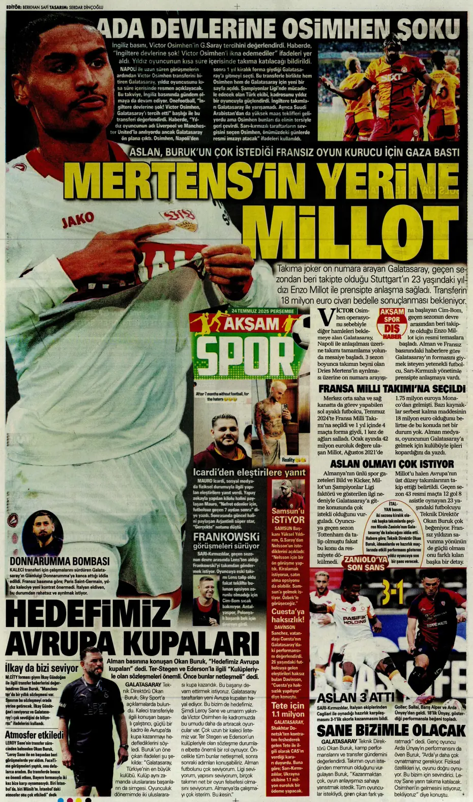 "Enzo Millot Aslan oluyor" | Sporun manşetleri - 40