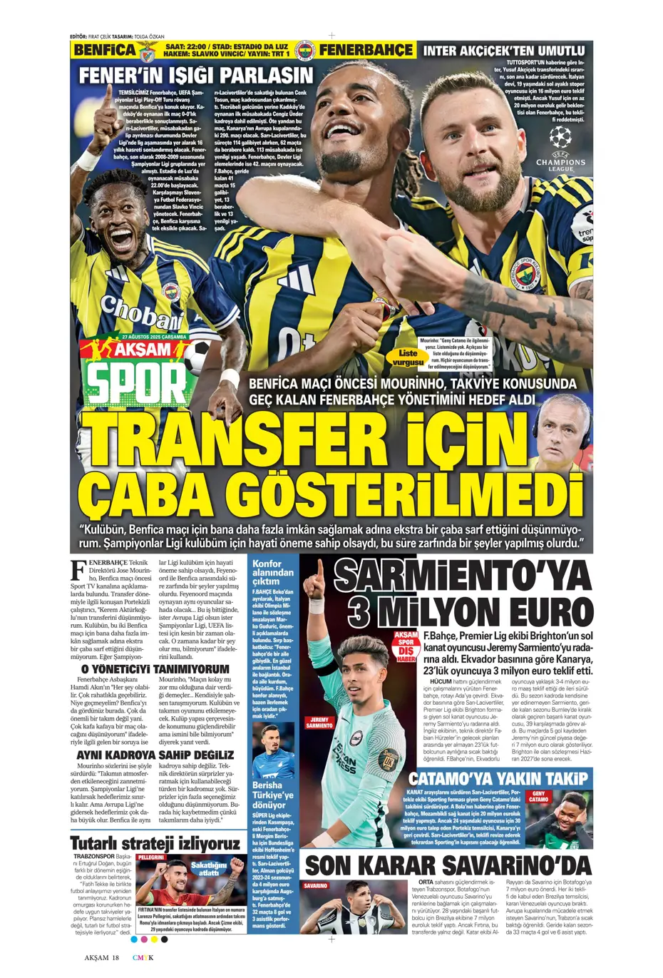 "Fenerbahçe'den 850 milyon euroluk tarihi hamle" | Sporun manşetleri - 32