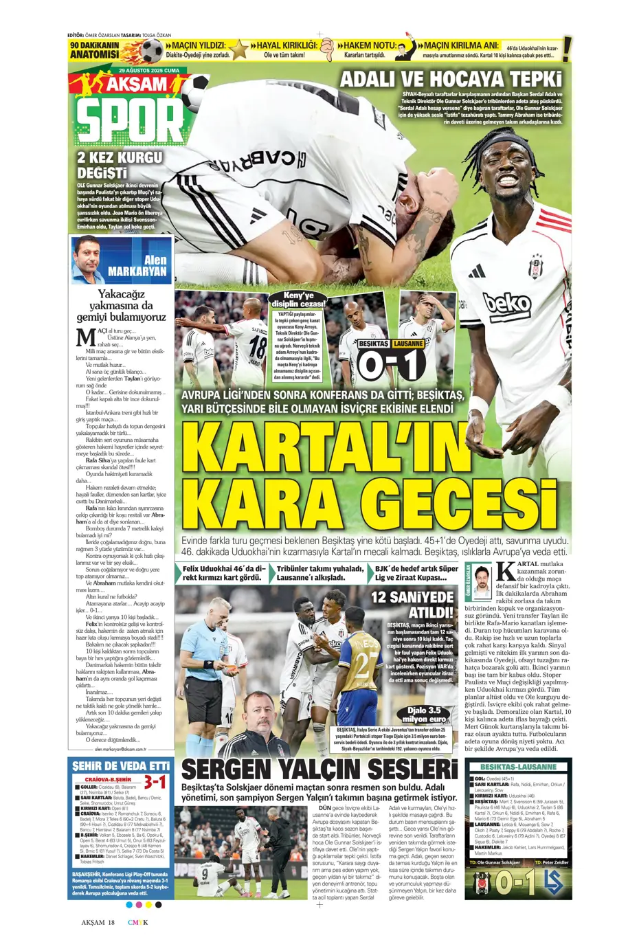 "Avrupa da gitti Solskjaer de" | Sporun manşetleri - 35