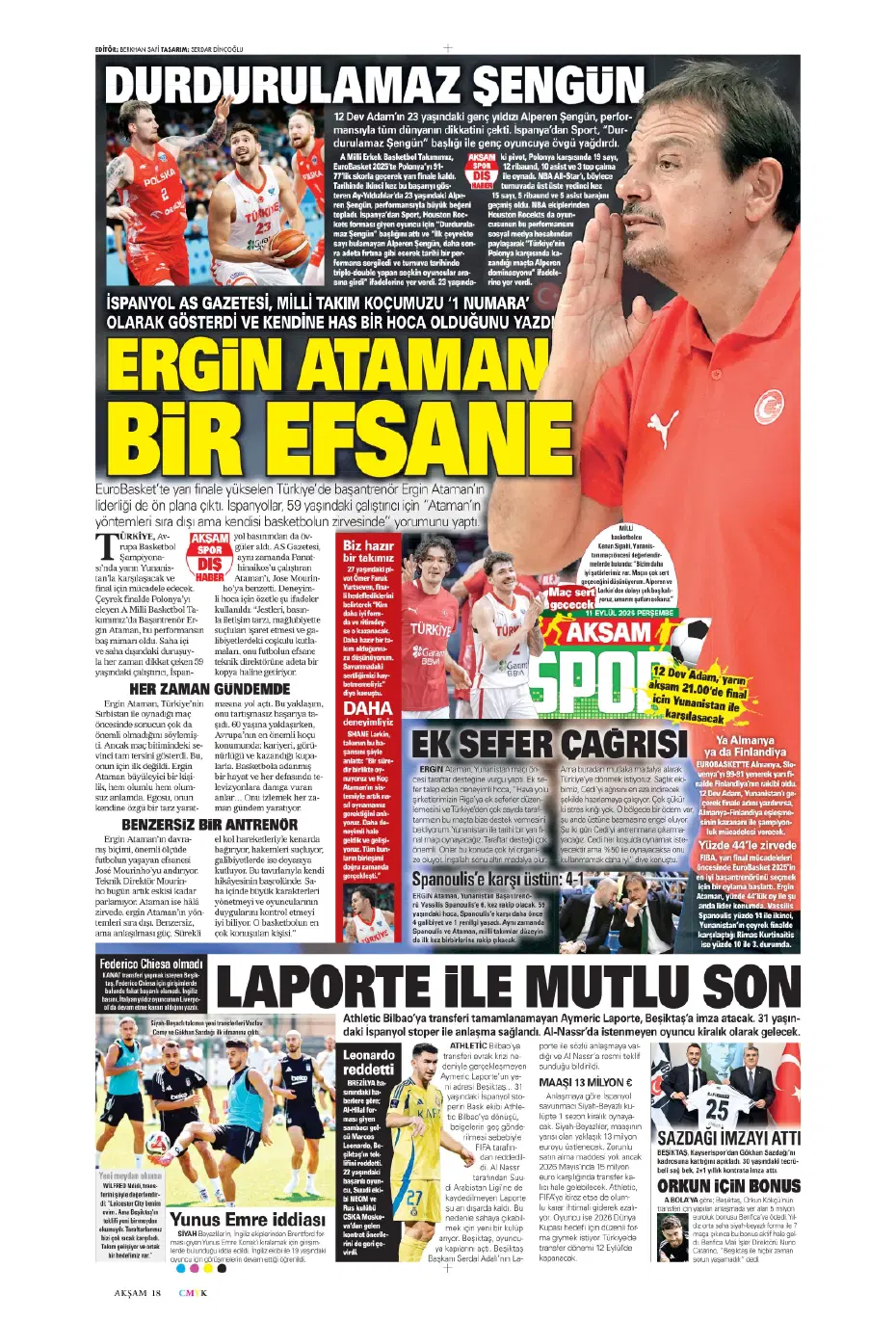 "Laporte ile mutlu son" | Sporun manşetleri - 26