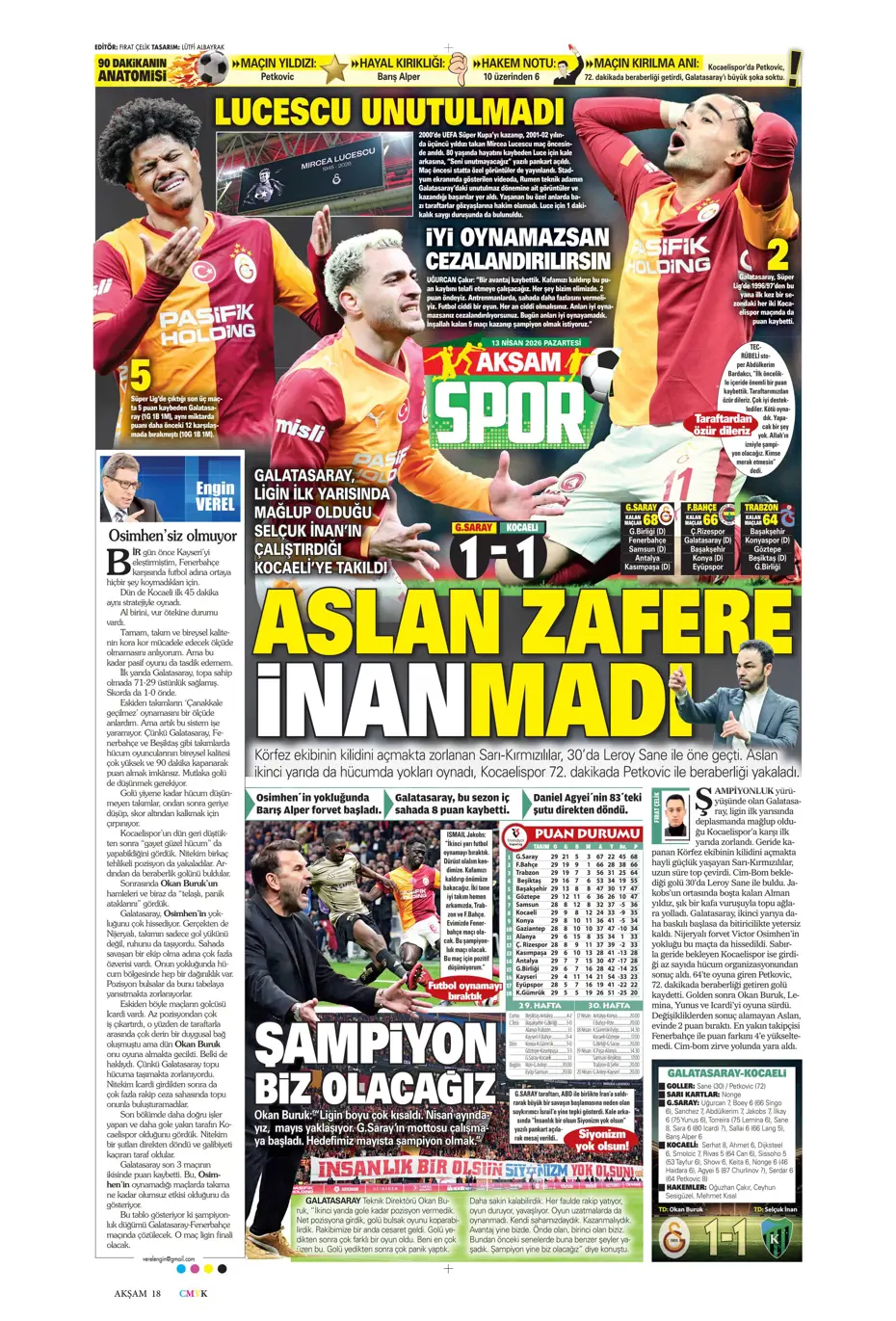 "Aslan krize girdi" | Sporun manşetleri - 30