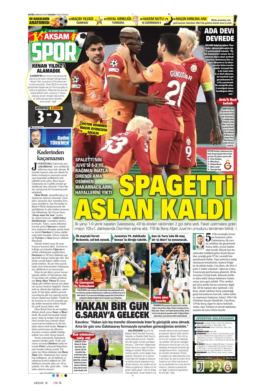 "Galatasaray kabustan zafer çıkardı" | Sporun manşetleri - 32
