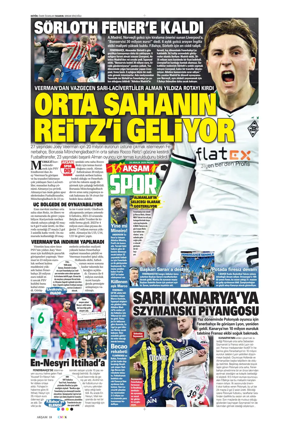 "Fenerbahçe'ye Szymanski piyangosu: Kabul ettiler" | Sporun manşetleri - 32 "Fenerbahçe'ye Szymanski piyangosu: Kabul ettiler" | Sporun manşetleri - 32