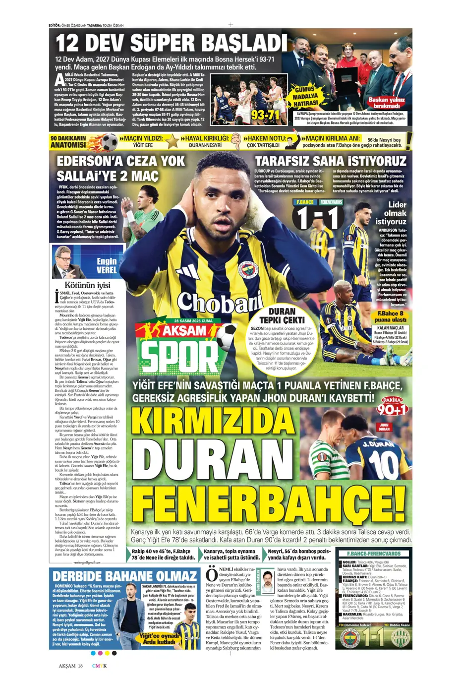 "Avrupa'nın lideri Samsunspor" | Sporun manşetleri - 34