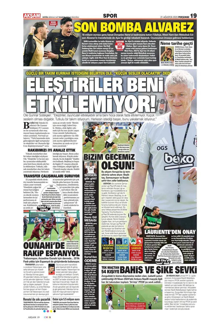 "Benfica'yı Kadıköy'de salladık ama yıkamadık" | Sporun manşetleri - 33