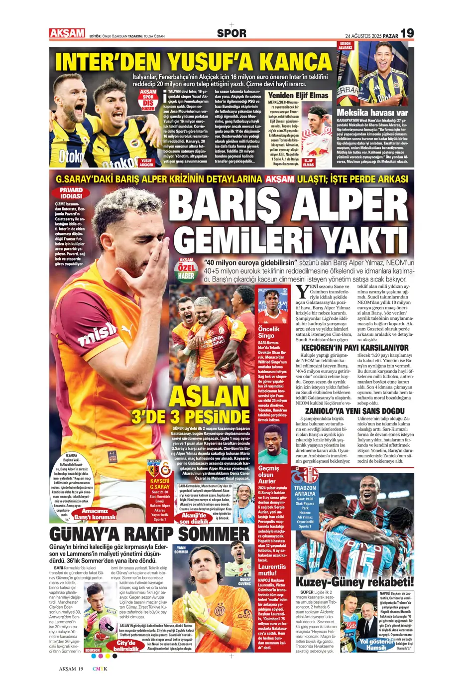 "Galatasaray'a üçlü piyango" | Sporun manşetleri - 44