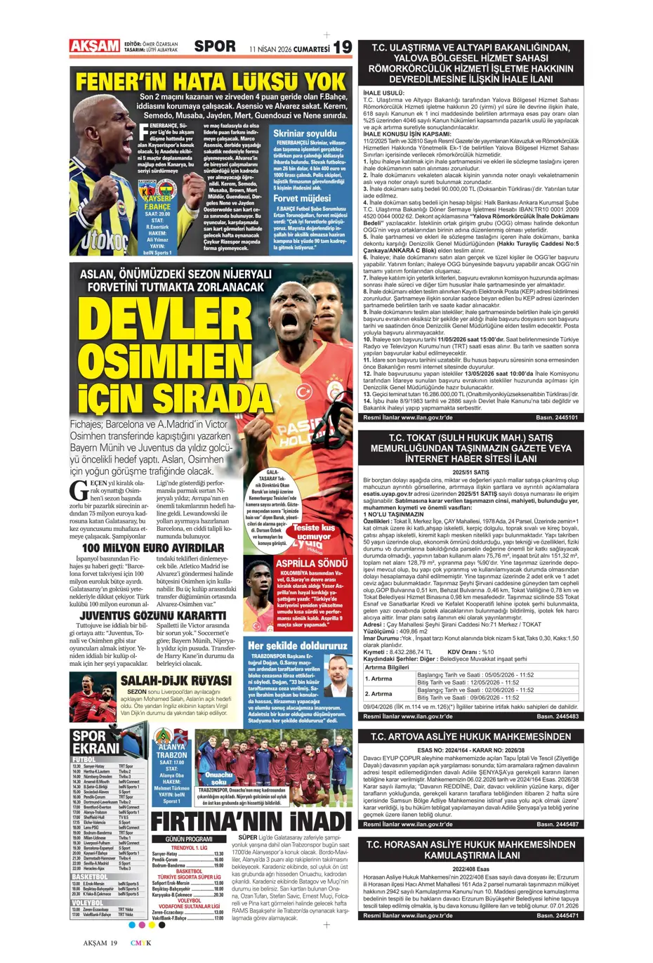 "Devler Osimhen için sırada" | Sporun manşetleri - 20
