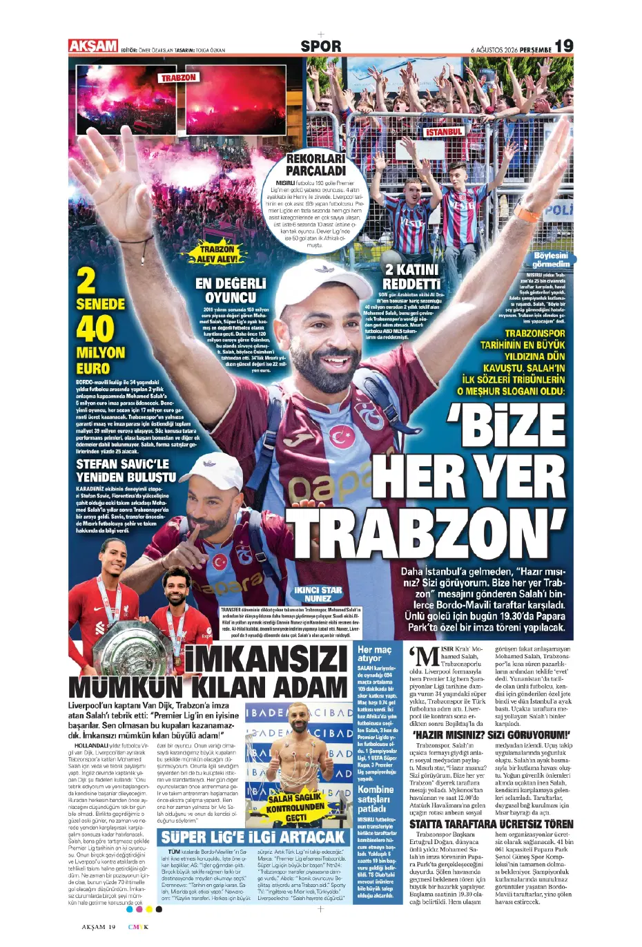 Tüm dünya Salah ve Trabzonspor'u konuşuyor | Sporun manşetleri - 19 Tüm dünya Salah ve Trabzonspor'u konuşuyor | Sporun manşetleri - 19