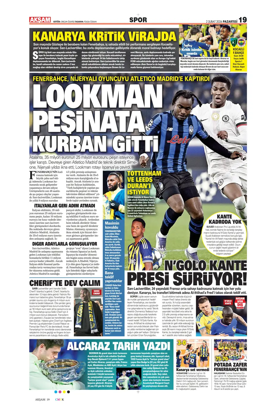"Lookman peşinata kurban gitti" | Sporun manşetleri - 37