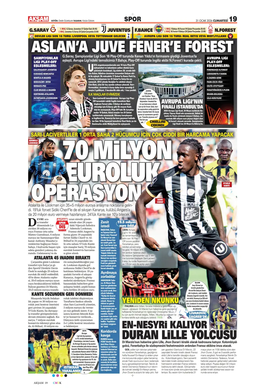 "Lookman, Fenerbahçe'de" | Sporun manşetleri - 34