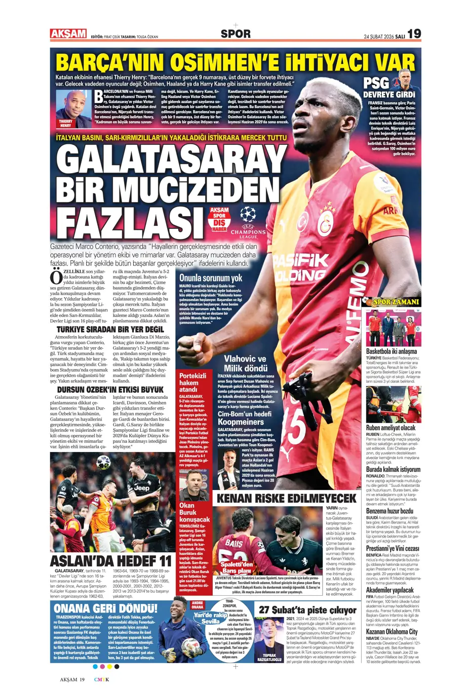 "Okan Buruk'tan bomba karar: Artık Osimhen'siz kalmayacak" | Sporun manşetleri - 30