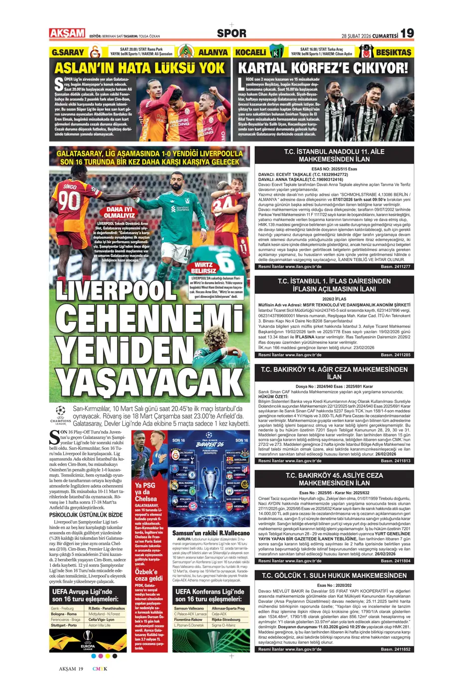 "İsmail Yüksek'e İngiliz takibi" | Sporun manşetleri - 29