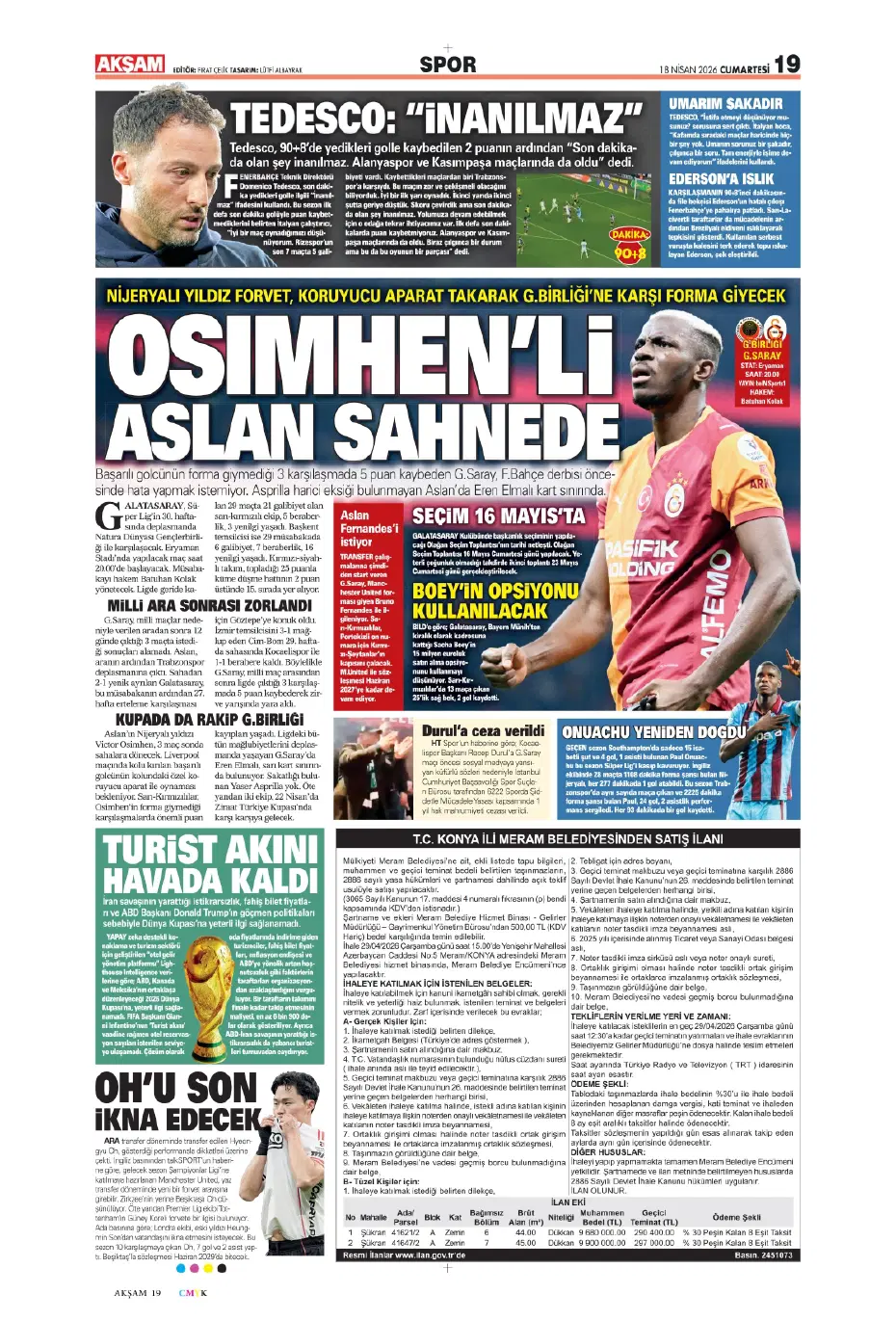 Ederson acı son | Sporun manşetleri - 23