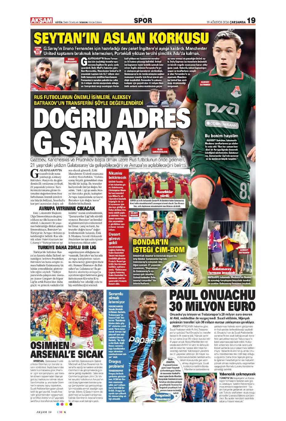 "Batrakov: Galatasaray'a gidiyorum" | Sporun manşetleri - 17