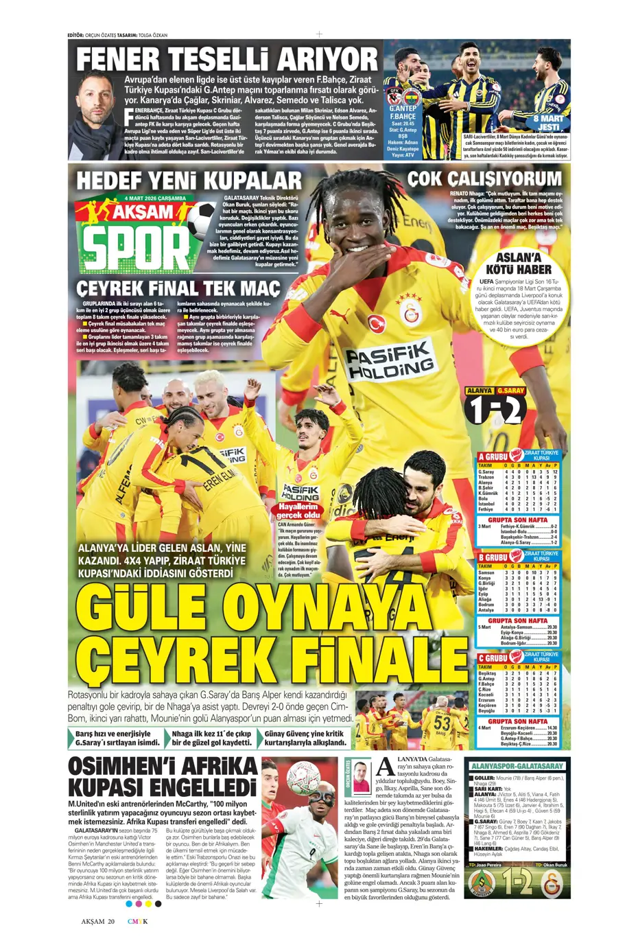 "Anlaşma tamam, sezon sonunda Fenerbahçe'den ayrılıyor" | Sporun manşetleri - 35 "Anlaşma tamam, sezon sonunda Fenerbahçe'den ayrılıyor" | Sporun manşetleri - 35