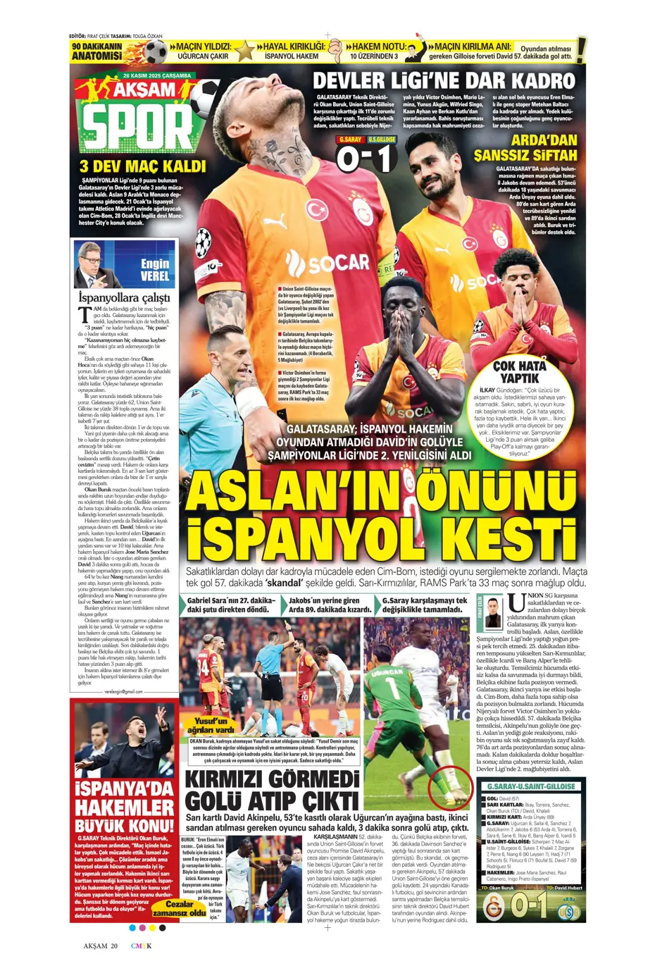 "Galatasaray Şampiyonlar Ligi'nde sakata geldi" | Sporun manşetleri - 35