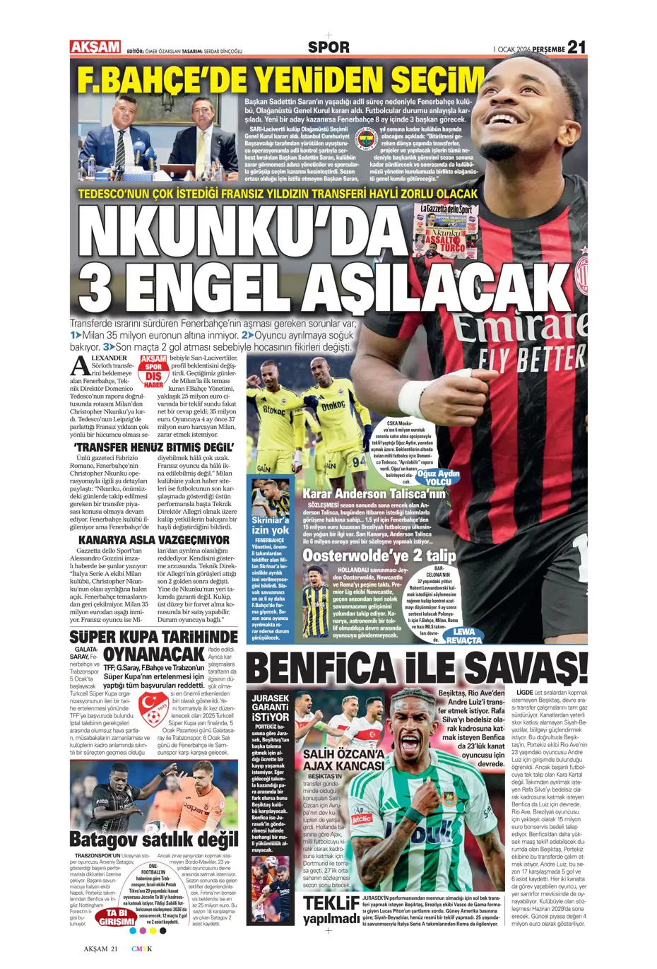 "Tedesco'dan transferde 3 isme olumlu rapor" | Sporun manşetleri - 31