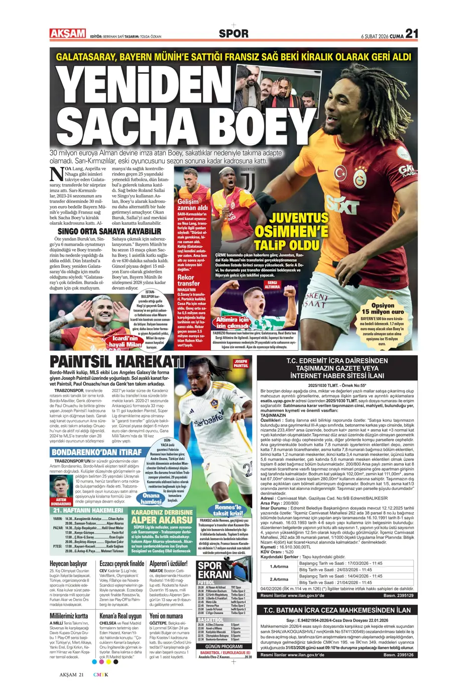 "Transferin son günü Aral Şimşir bombası" | Sporun manşetleri - 29 "Transferin son günü Aral Şimşir bombası" | Sporun manşetleri - 29