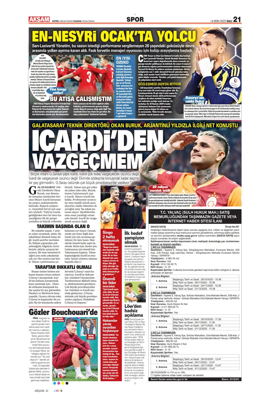 "Beşiktaş'ta İrfan Can Kahveci sürprizi" | Sporun manşetleri - 32 "Beşiktaş'ta İrfan Can Kahveci sürprizi" | Sporun manşetleri - 32