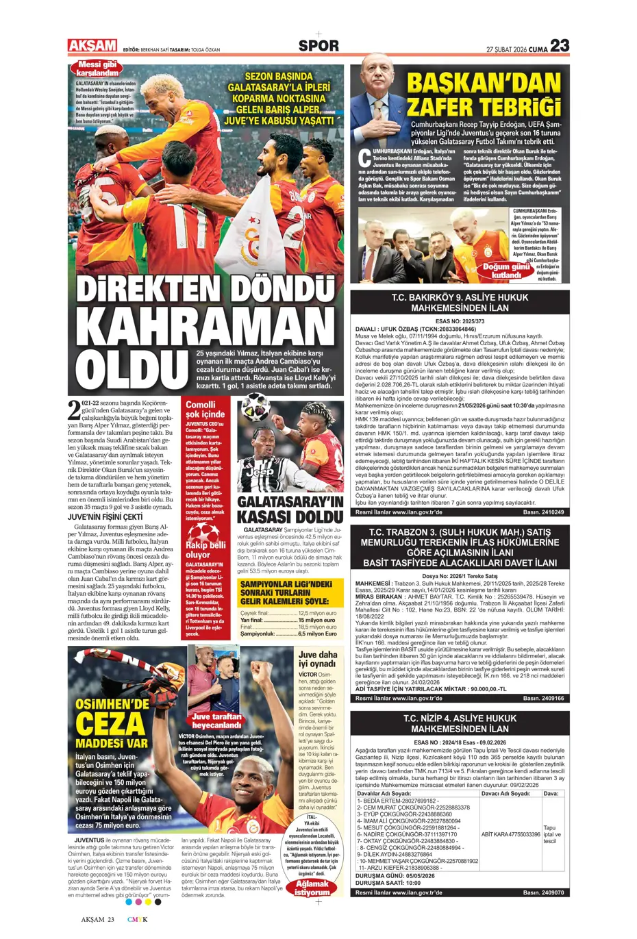 "Osimhen için müthiş iddia!" | Sporun manşetleri - 31 "Osimhen için müthiş iddia!" | Sporun manşetleri - 31