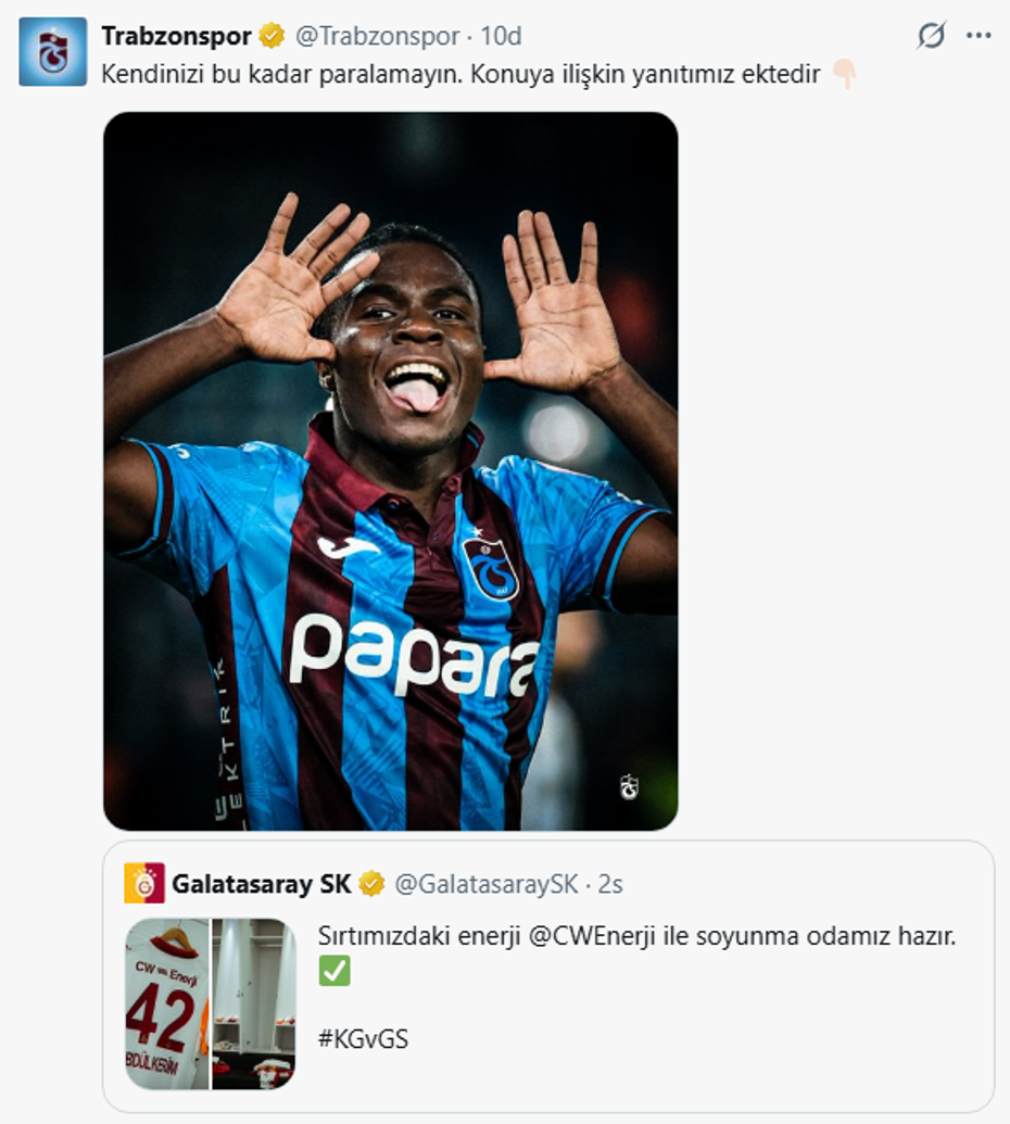 Sosyal medyada Oulai polemiği: Trabzonspor'dan Galatasaray'a yanıt - 2