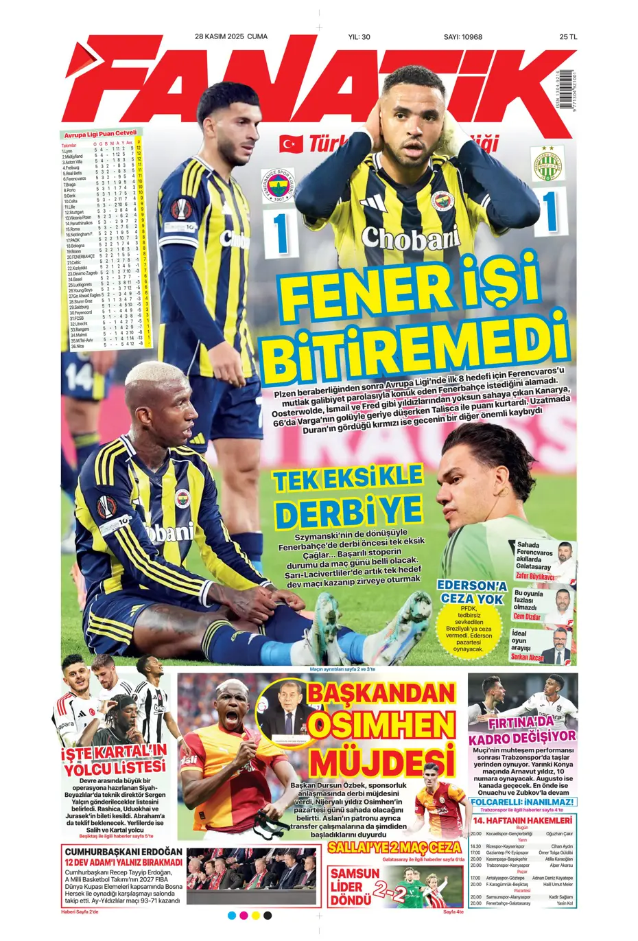 "Avrupa'nın lideri Samsunspor" | Sporun manşetleri - 32