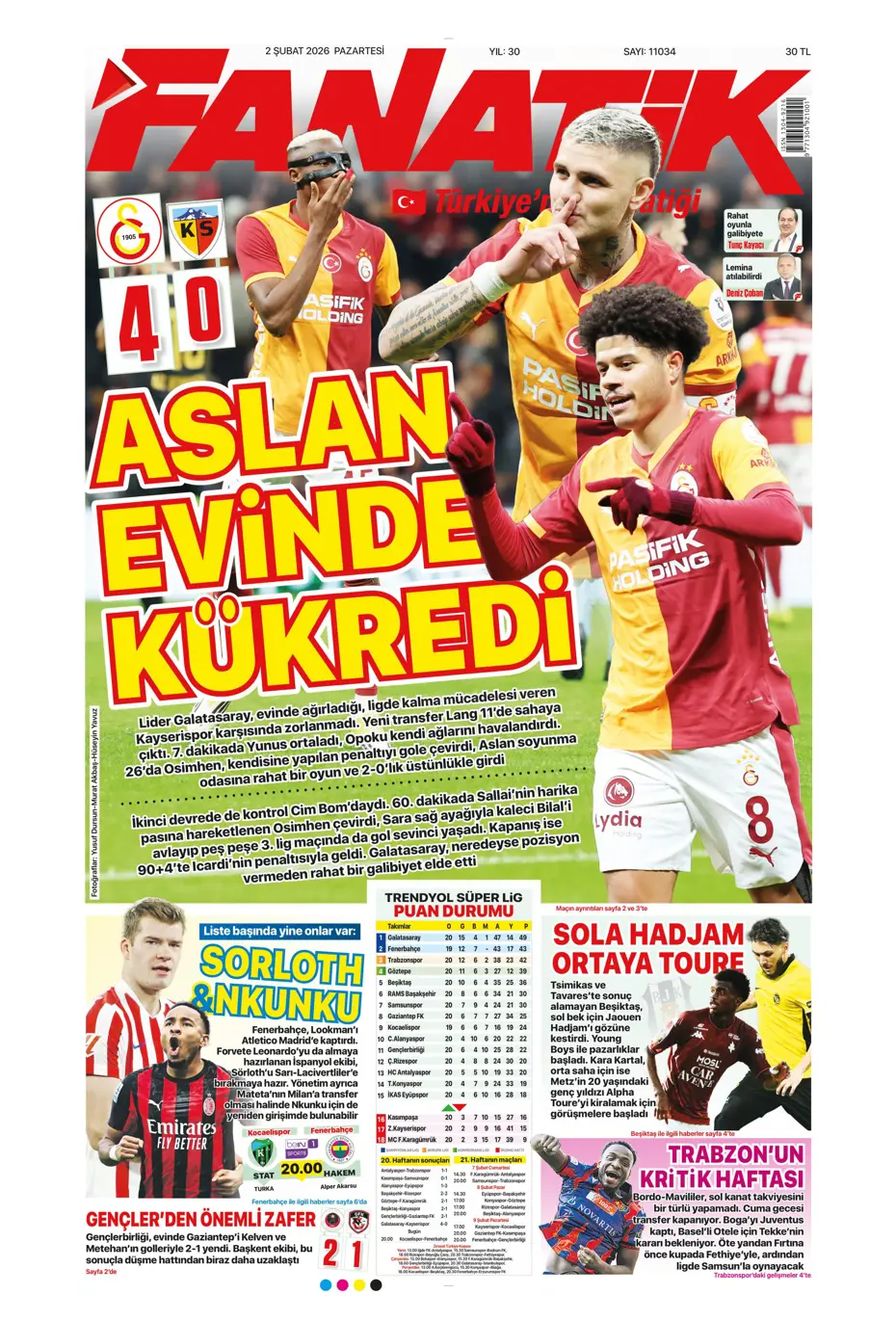 "Lookman peşinata kurban gitti" | Sporun manşetleri - 43