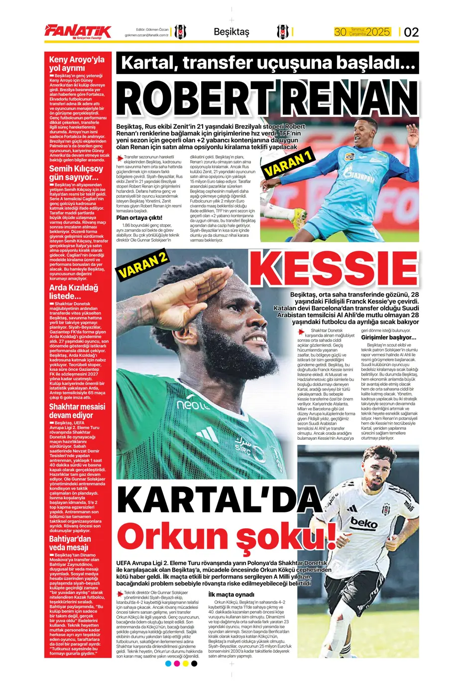 "Beşiktaş'ta Sergen Yalçın ve Mancini bombası" | Sporun manşetleri - 28