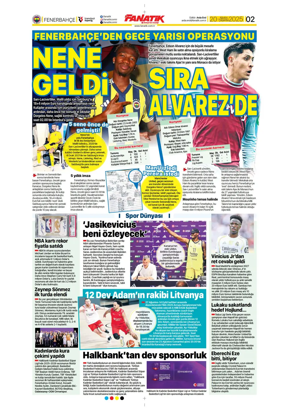"Fenerbahçe'den Nene sonrası bir transfer daha" | Sporun manşetleri - 30