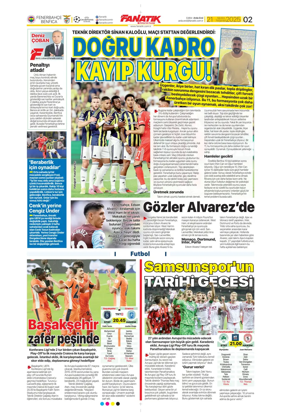 "Benfica'yı Kadıköy'de salladık ama yıkamadık" | Sporun manşetleri - 31