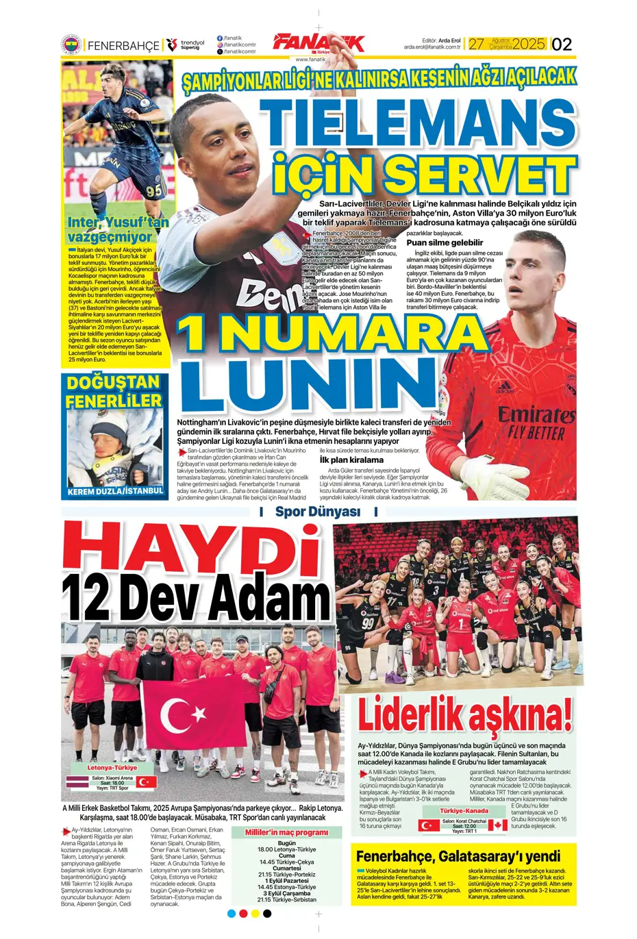 "Fenerbahçe'den 850 milyon euroluk tarihi hamle" | Sporun manşetleri - 29
